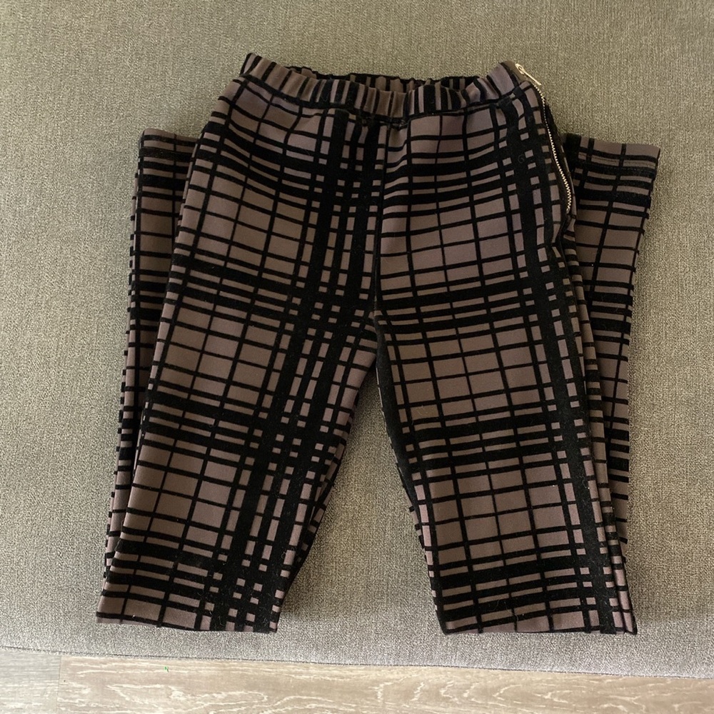 Topshop high waisted velvet leggings striped